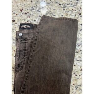 Meyer Stretch Mens Brown Faded Straight Leg Pants Trousers 35x32 2-445/38